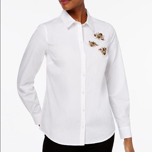 Charter Club Beaded Bees Button Down Blouse NWT ✨ - Picture 2 of 8